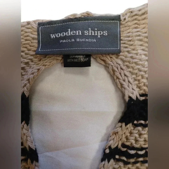 Wooden Ships EUC Black  and Brown LS Knit Sweater Size M-L - Picture 8 of 9